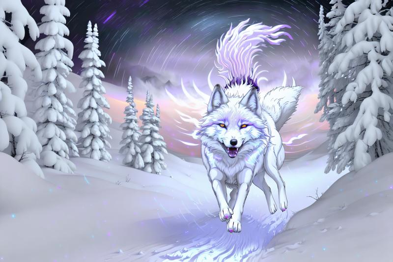 2356136999-3515310974-mystical fluffy white majestic [wolf_fox_0.5] running sideways in wild deep snow in night, light trails, sinking 4legs, glowing.png